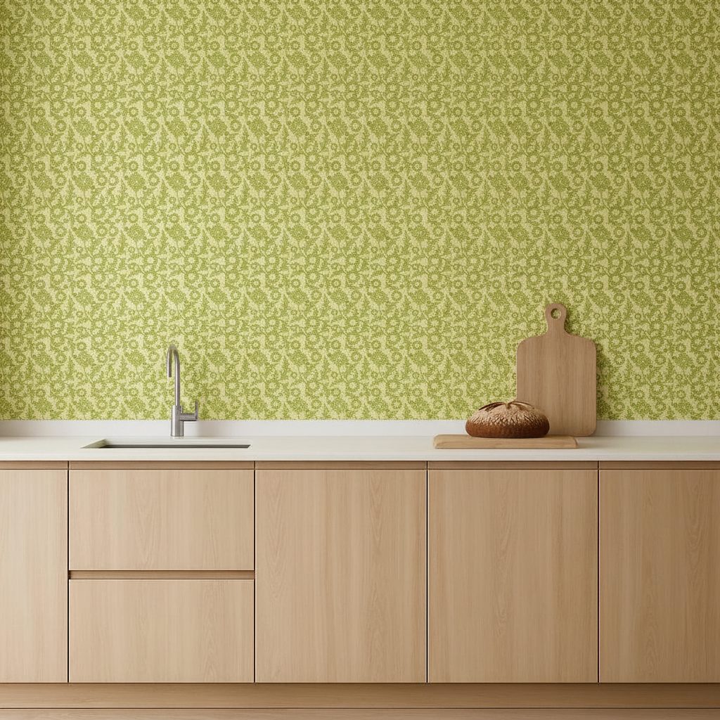 Pattern Floreale Verde Elegante in ambiente