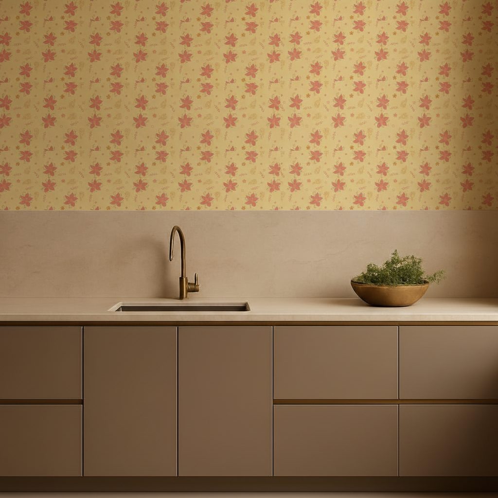 Fiori Rosa e Paisley Giallo in ambiente
