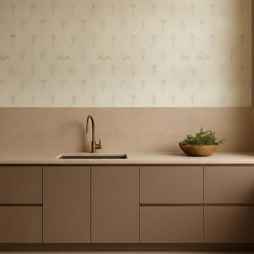 Foglie Botaniche Doodle Pastello in ambiente