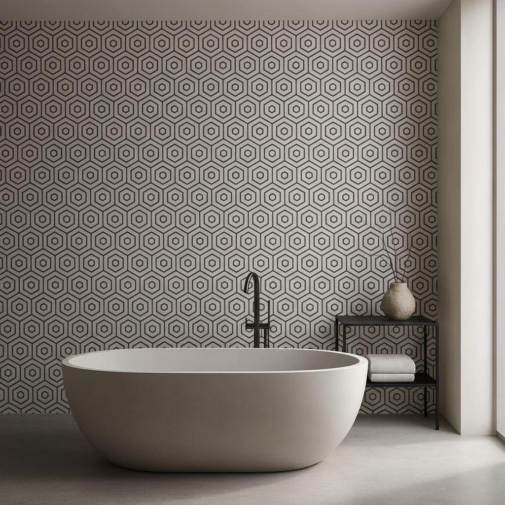 Pattern Esagoni Geometrici in a room setting