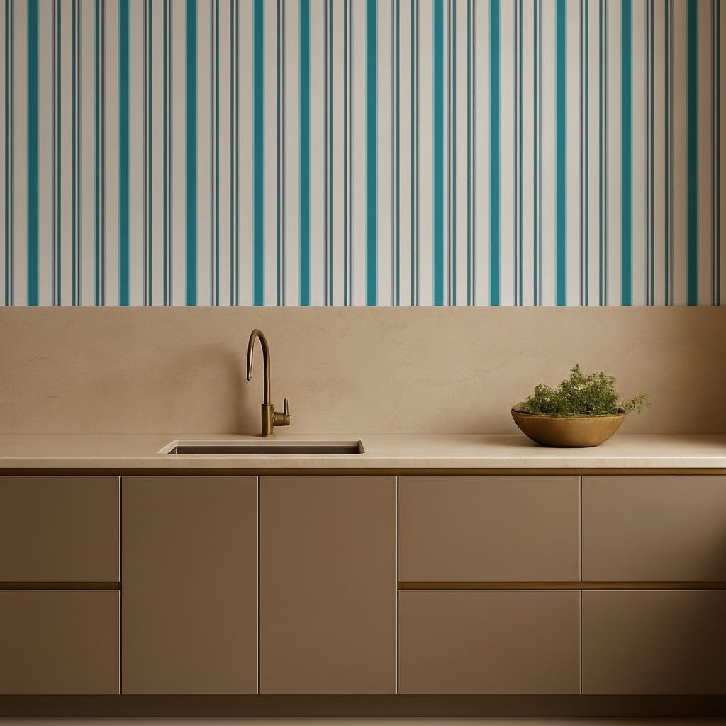 Strisce Verticali Astratte Colorate in a room setting