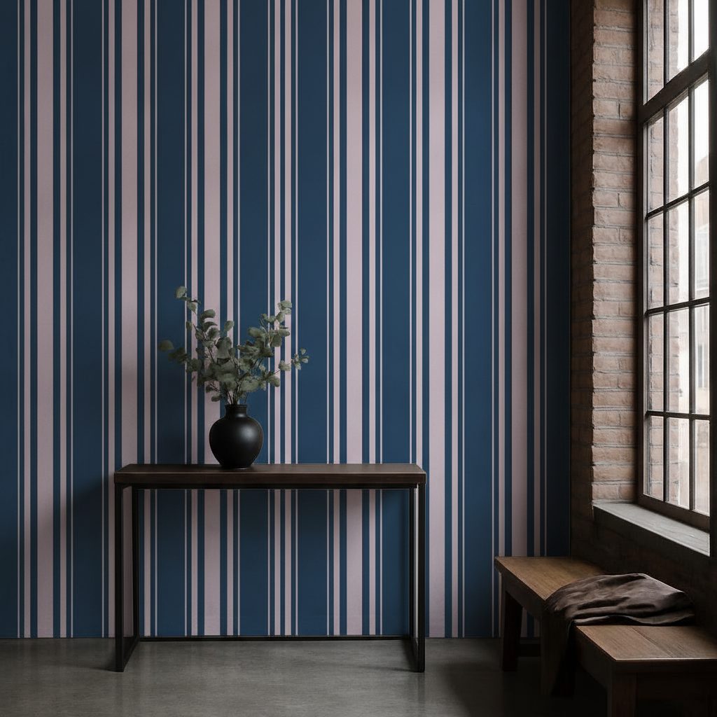 Strisce Verticali Colorate Ciano in ambiente