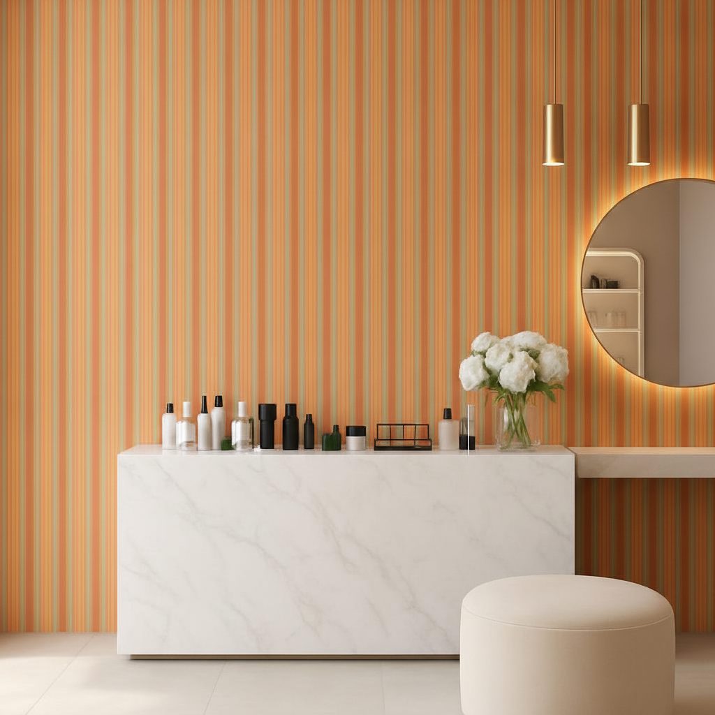 Linee Verticali Arancione Pastello in ambiente