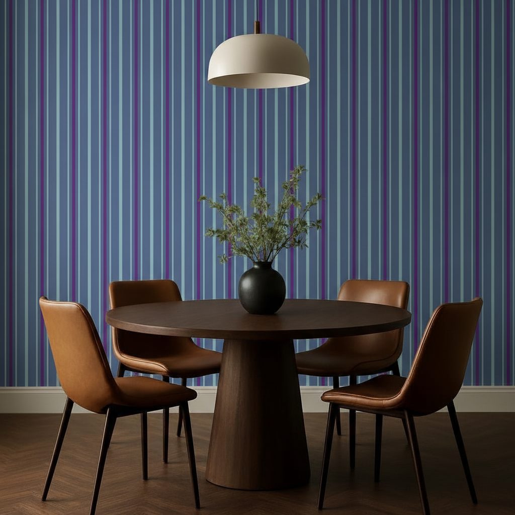 Linee Verticali Blu e Ciano in a room setting