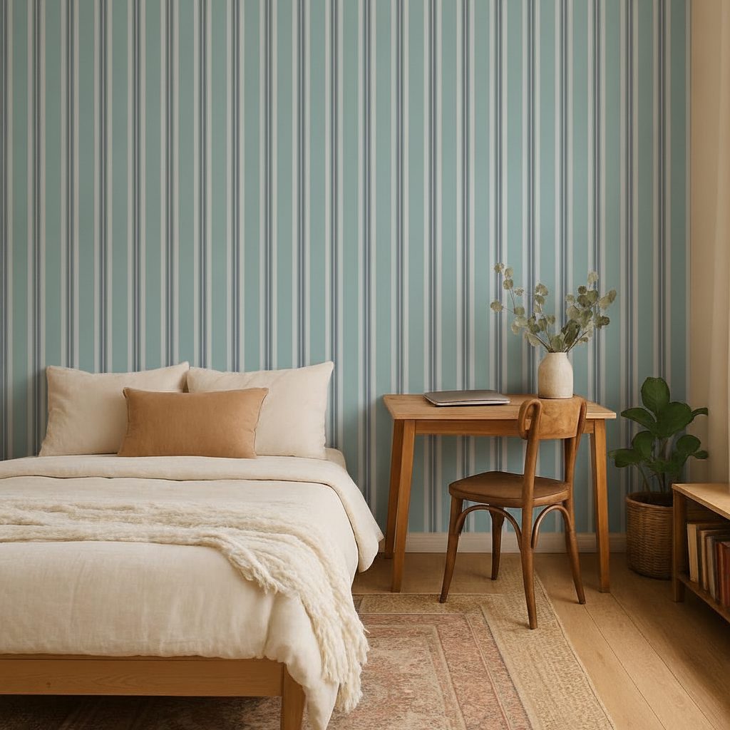 Linee Verticali Pastello Argento in ambiente