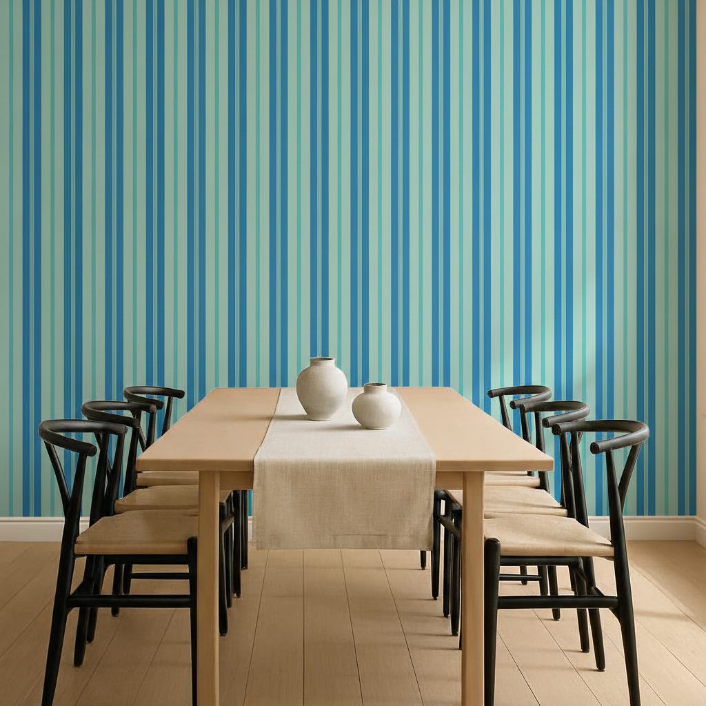 Righe Verticali Multicolore Azzurro in ambiente