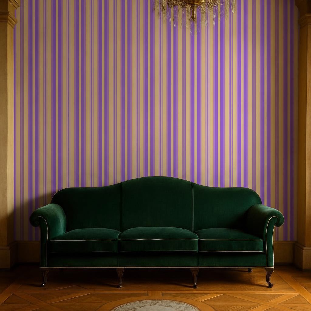 Tessuto a Righe Verticali Viola in ambiente