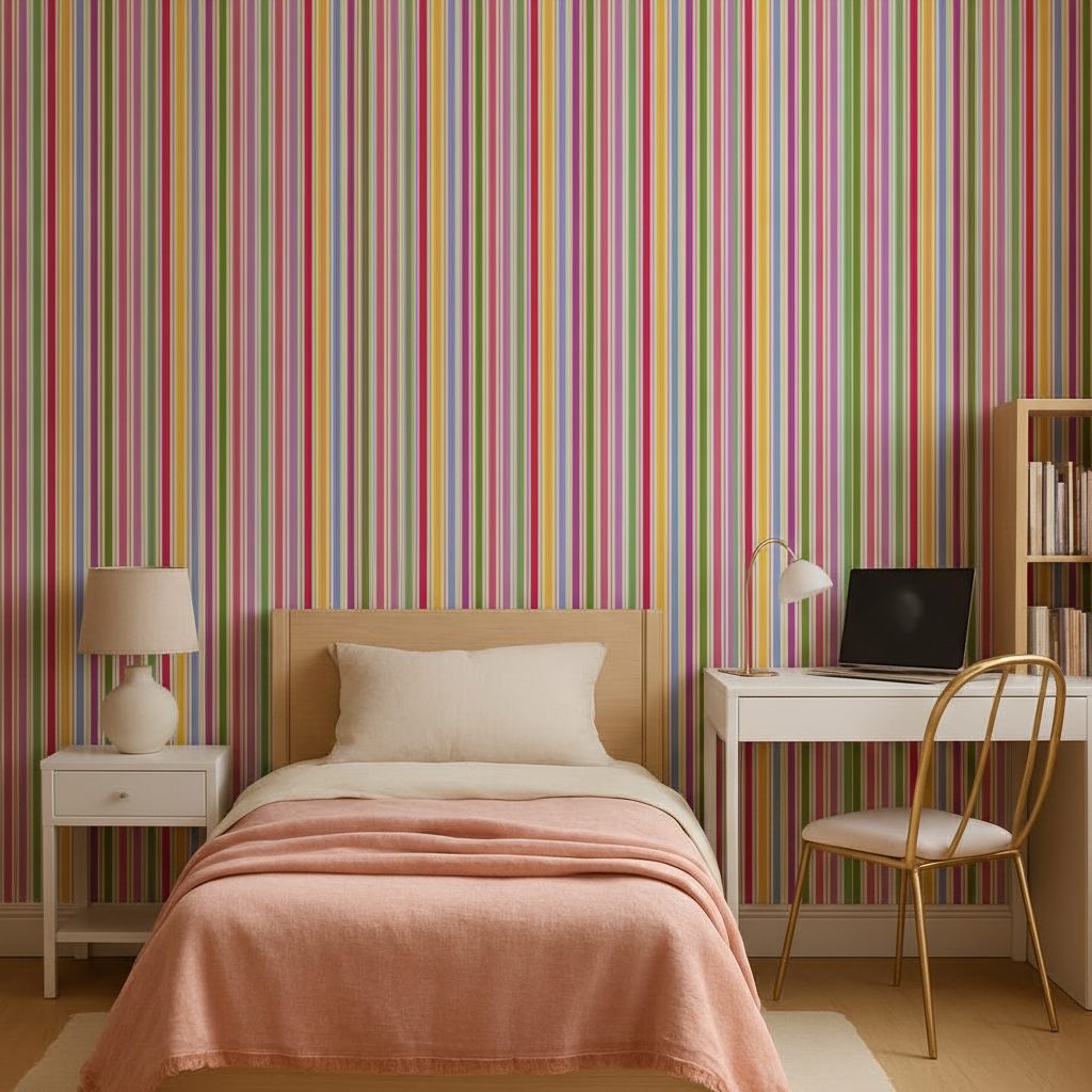 Strisce Arcobaleno su Beige in a room setting