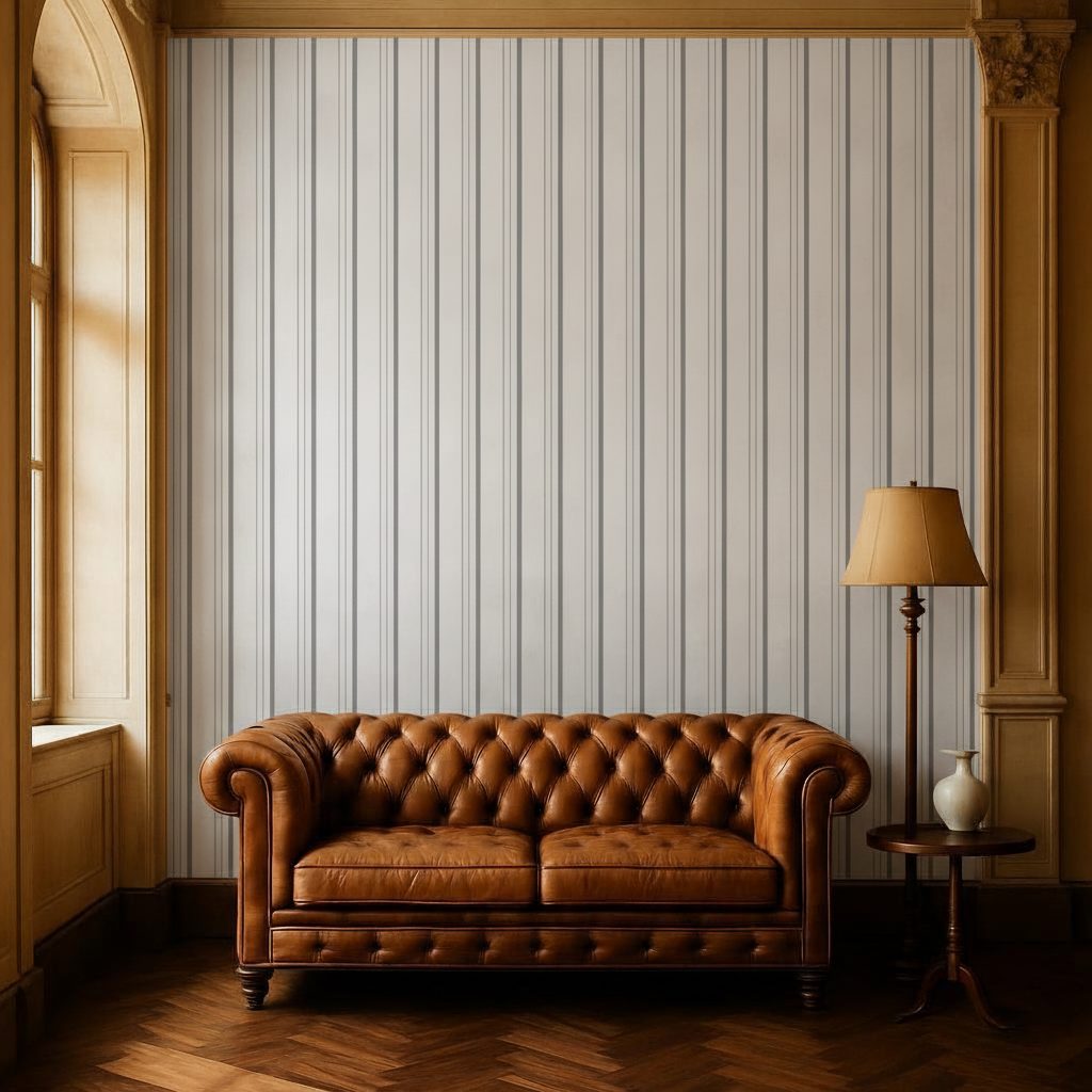 Strisce Verticali Grigio Elegante in a room setting