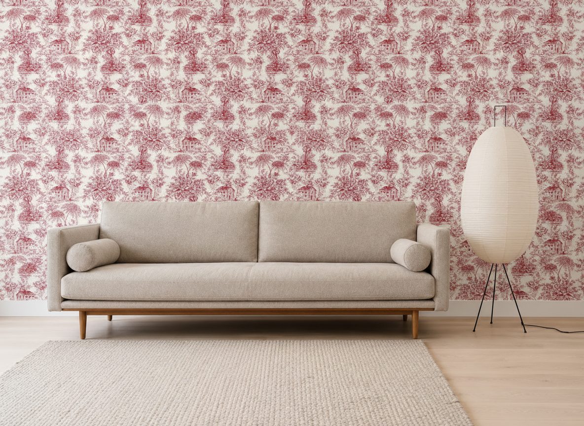 Paesaggio Pastorale Toile De Jouy in a room setting