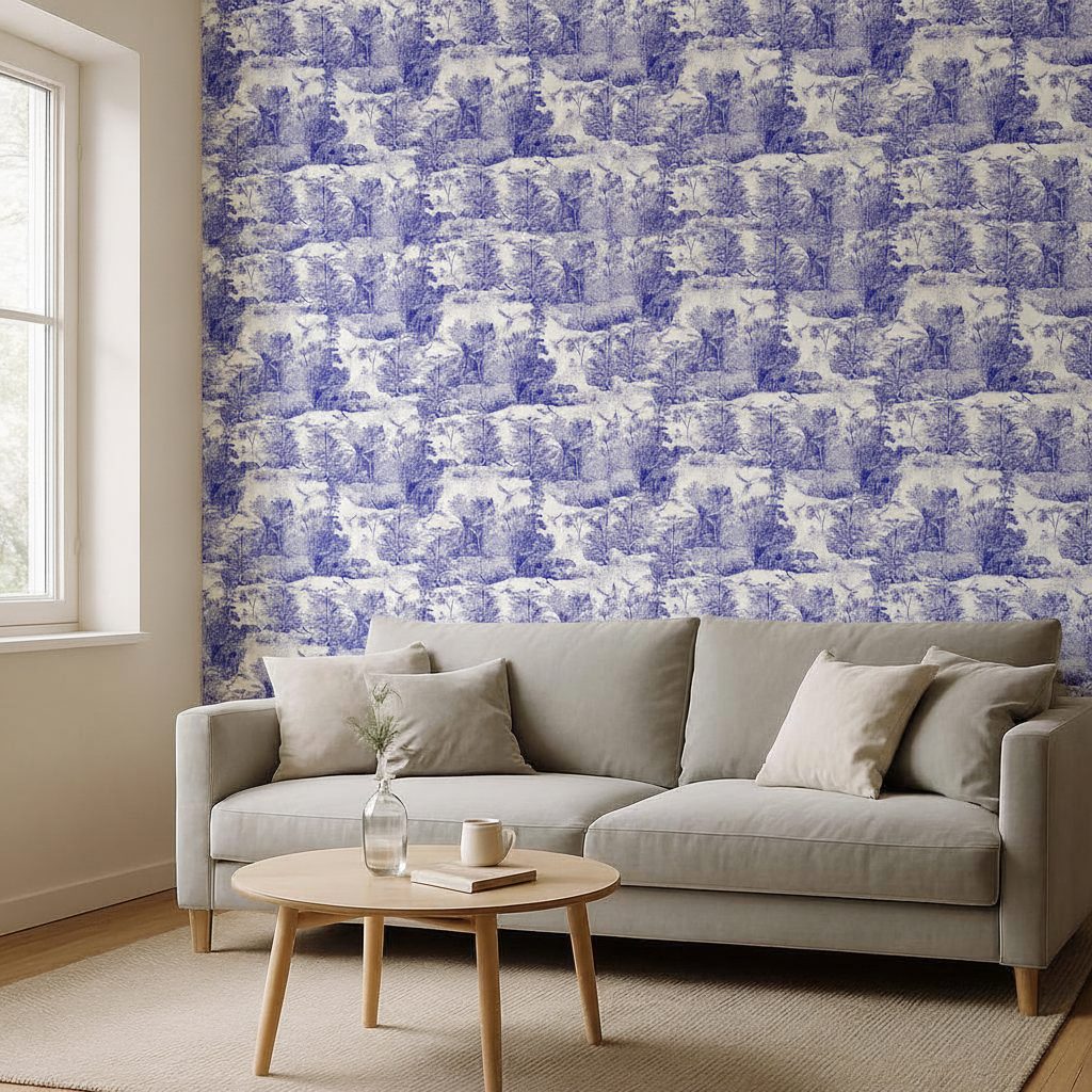 Toile De Jouy Giungla Blu in ambiente
