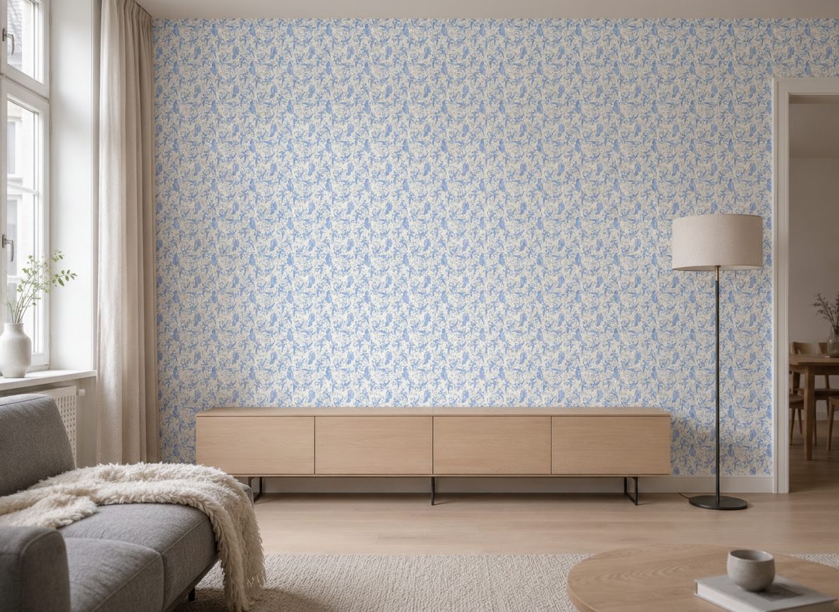 Fantasie Invernali Blu Acquerello in a room setting