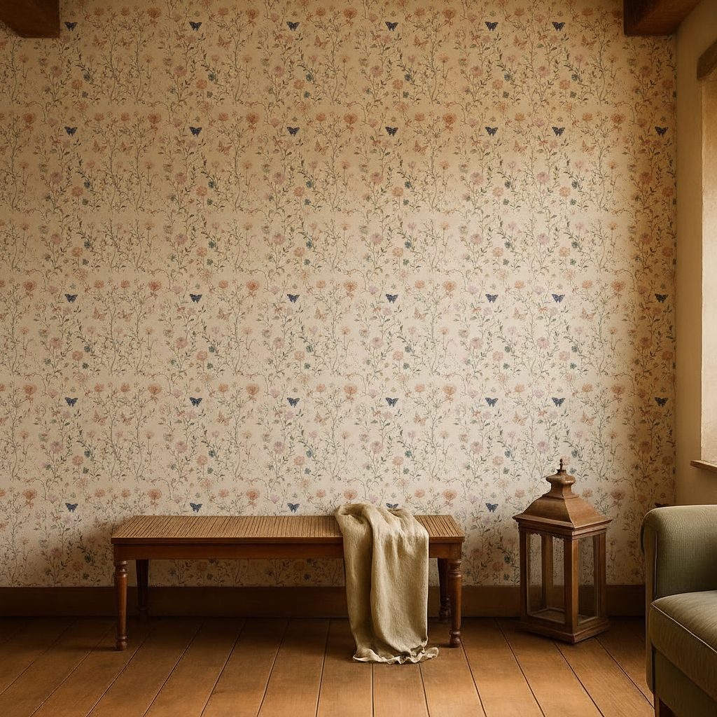 Toile Floreale Farfalle Romantiche in a room setting