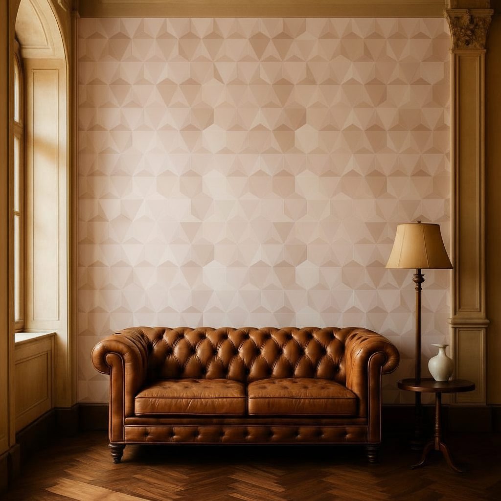 Geometrie Astratte Grigio Beige in a room setting