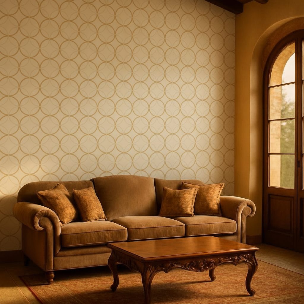 Cerchi Astratti Colori Chiari in a room setting