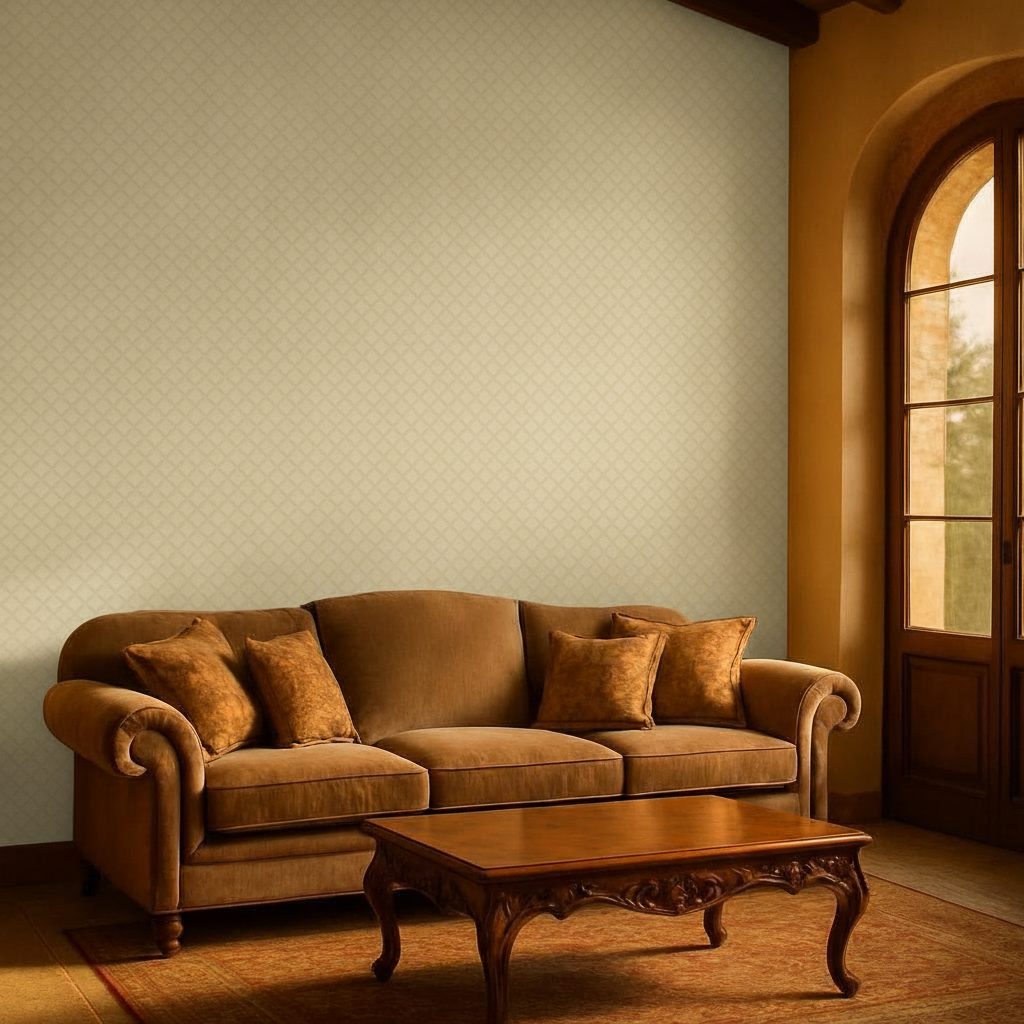 Rombo Geometrico Giallo Chiaro in a room setting