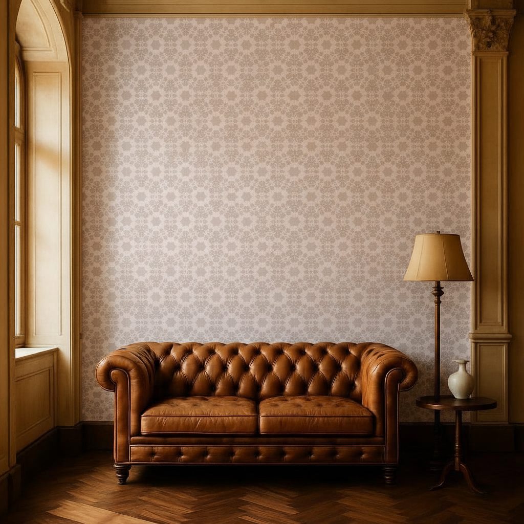 Pattern Floreale Geometrico Stilizzato in a room setting