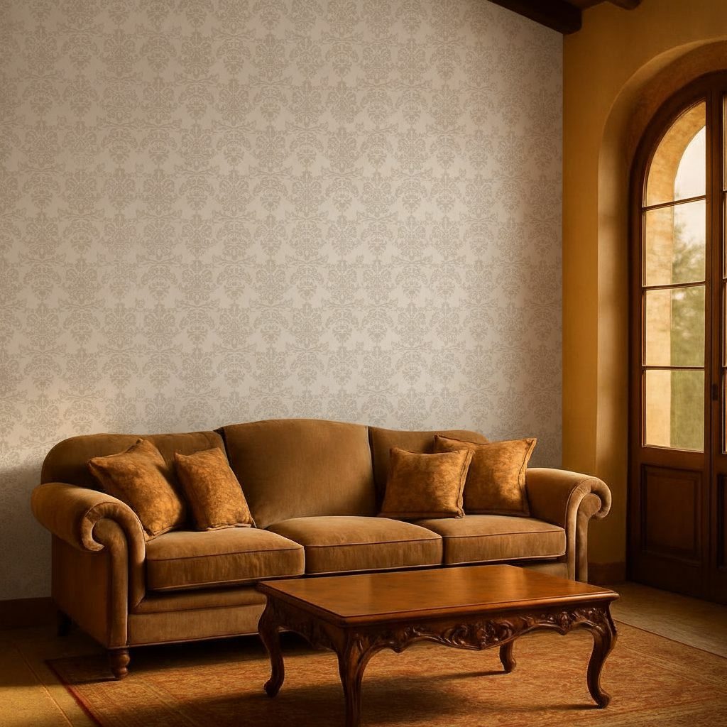 Gigli Stilizzati Verde Oliva Bianco in a room setting