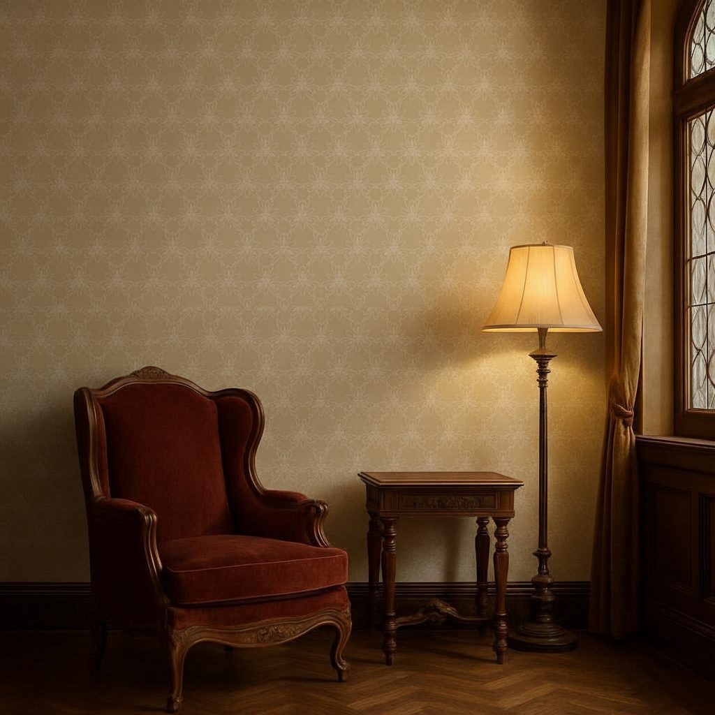 Pattern Floreale Classico Oro Bianco in a room setting