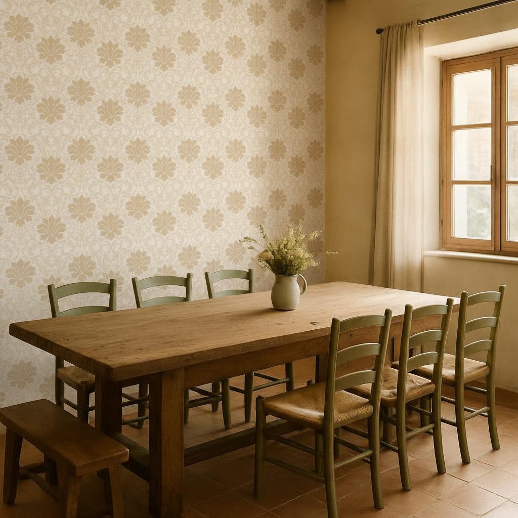 Ornamento Damascato Barocco Floreale in ambiente