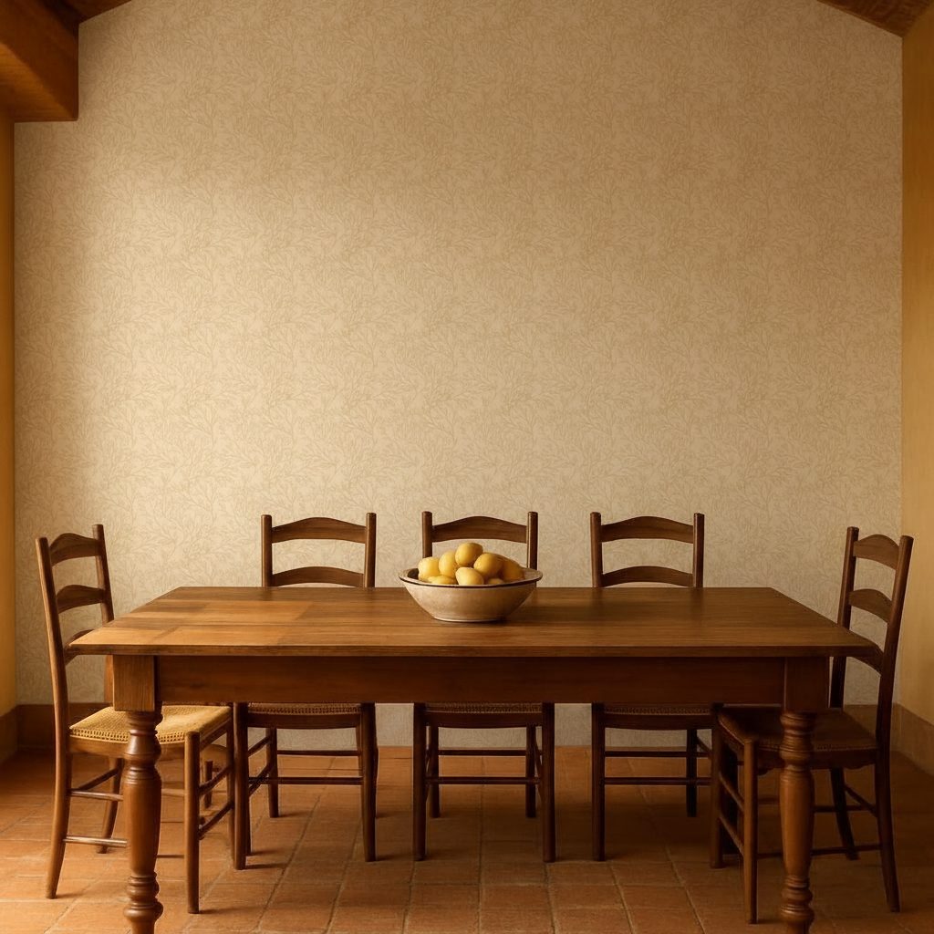Rami Fioriti Beige Line Art in ambiente