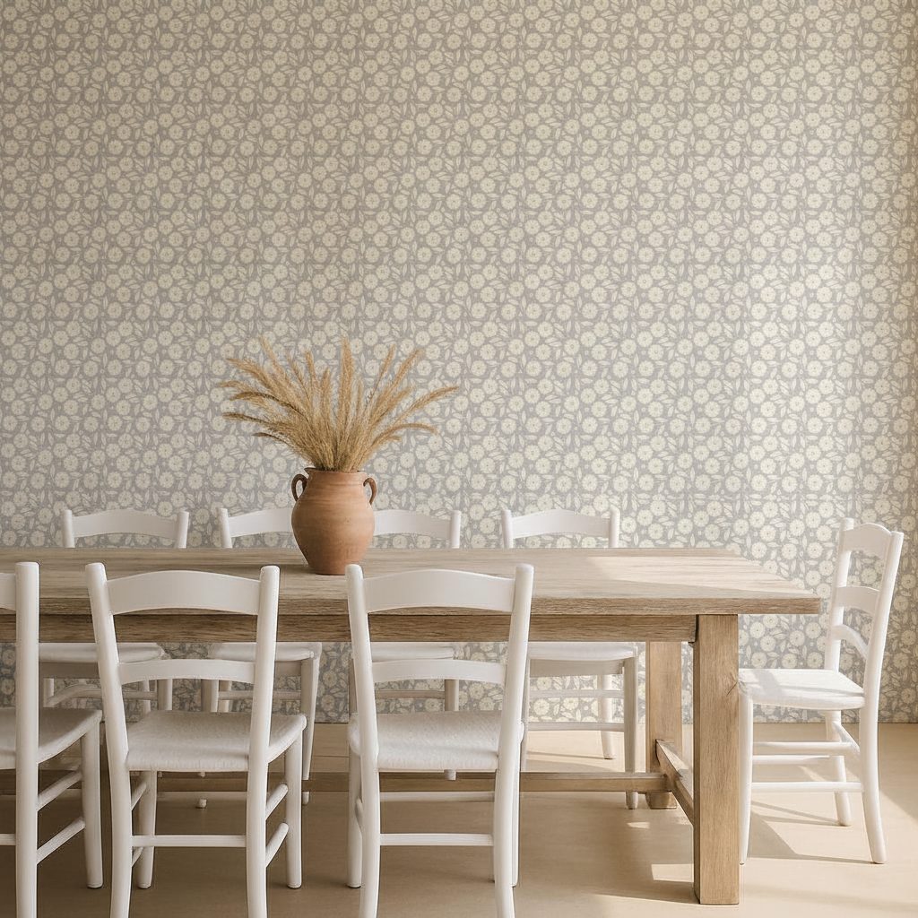 Fiori Bianchi e Foglie Grigie in ambiente