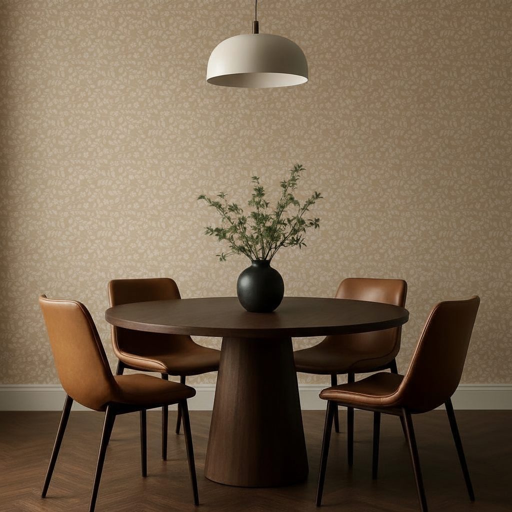 Foglie Chiare e Fiori Beige in ambiente