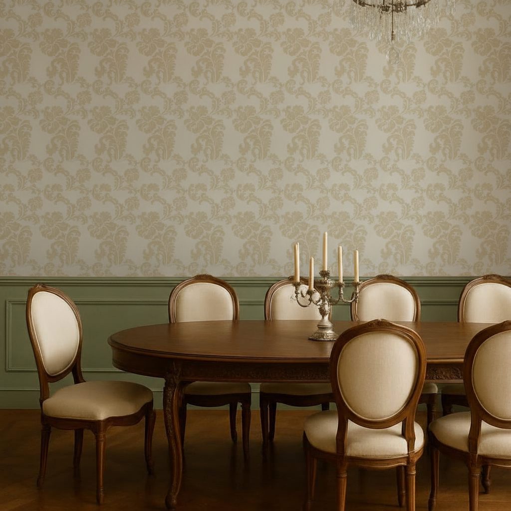 Damasco Floreale Oro Beige in ambiente