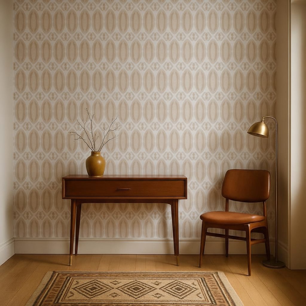 Ikat Acquerello Beige Bianco in ambiente