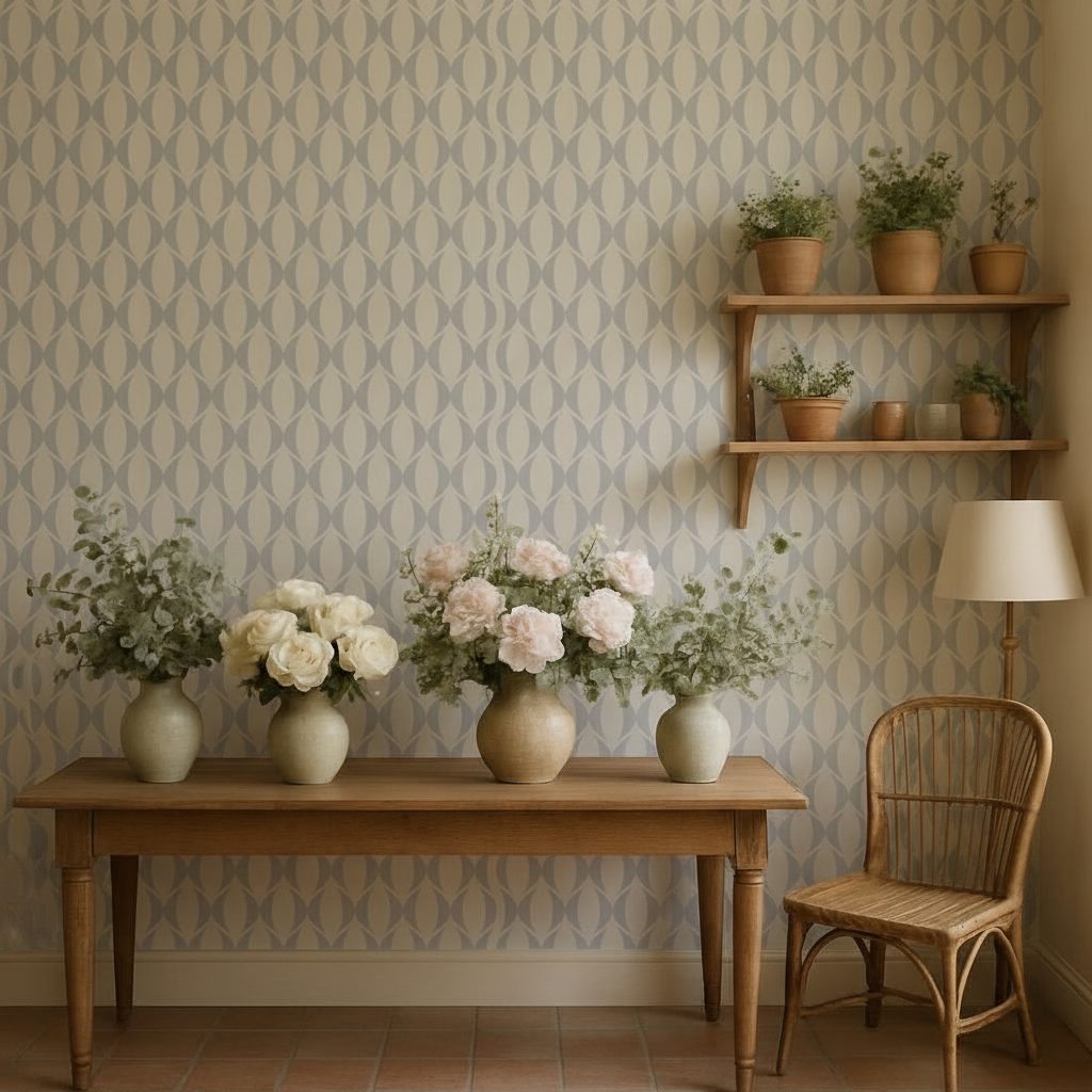 Art Déco Geometrico Beige Blu in ambiente