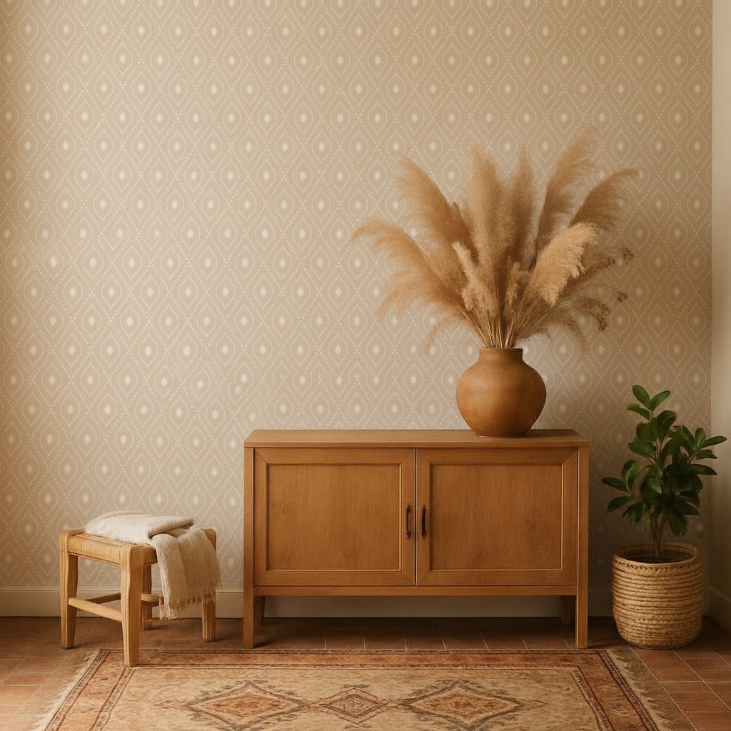 Geometrie Viola con Punti Bianchi in ambiente