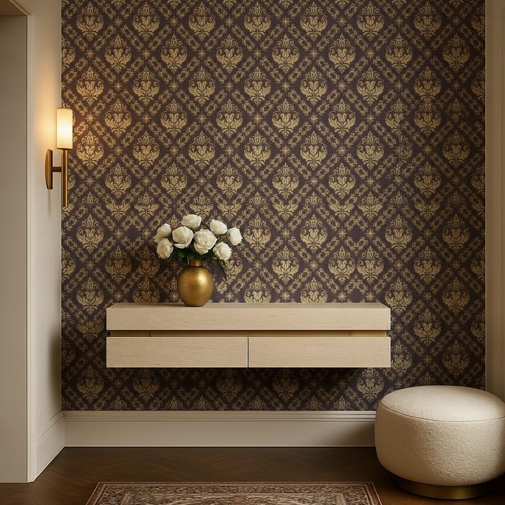Damascato Orientale Vintage Marrone Giallo in ambiente
