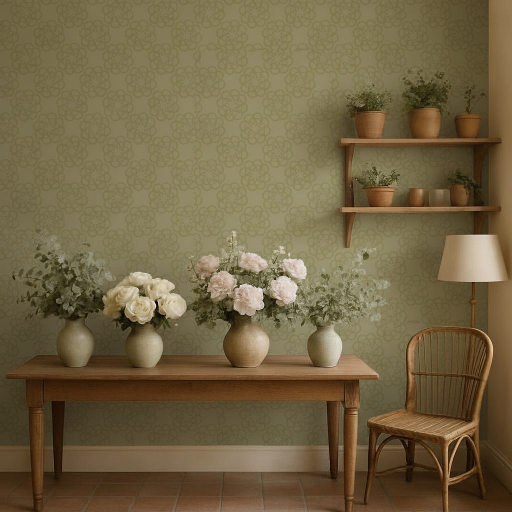 Ornamento Floreale Verde Oliva in ambiente