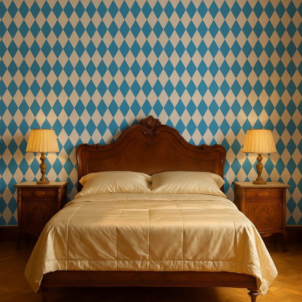 Pattern Diamanti Blu e Bianchi in ambiente
