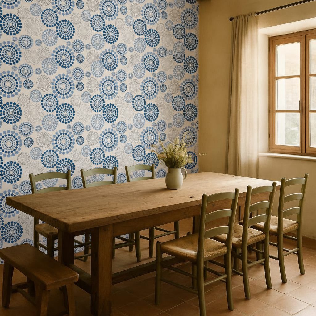 Cerchi Colorati su Sfondo Blu in ambiente