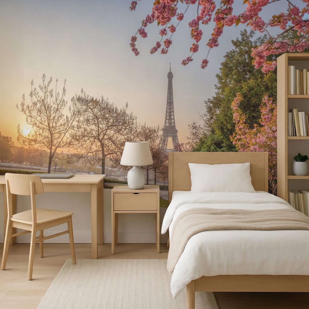 Torre Eiffel Alberi Primaverili in a room setting