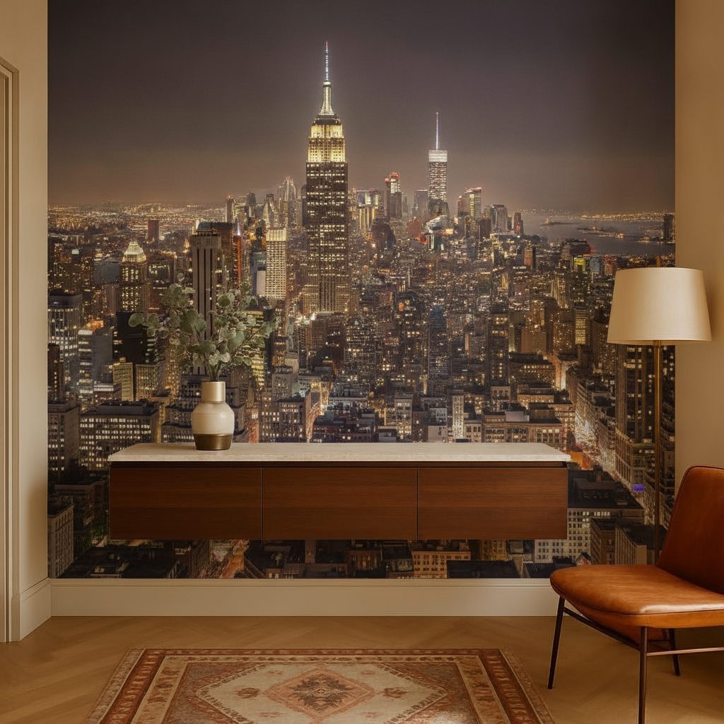 Skyline Manhattan Luci Notturne in ambiente