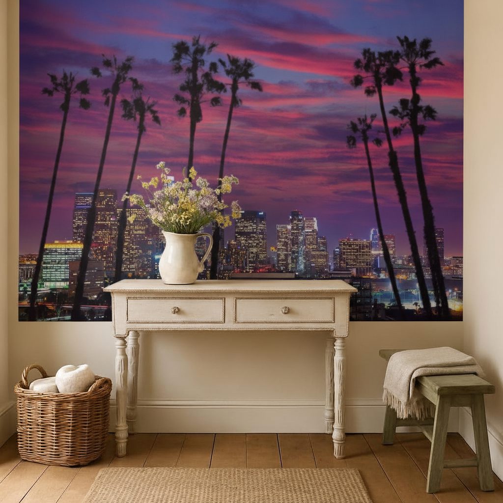 Skyline Los Angeles Tramonto Notte in ambiente