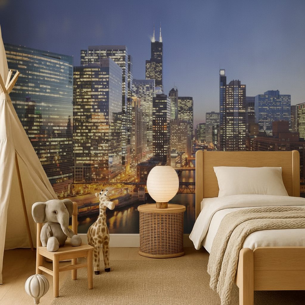 Chicago Fiume Ponti Tramonto in a room setting